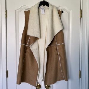 Fever Faux Suede Carmel and Ivory Vest